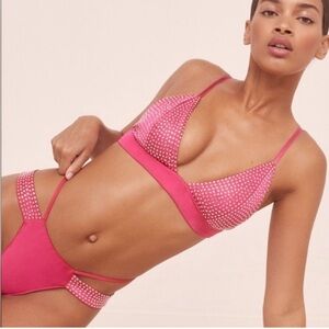 For love and lemons hot pink satin bra with rhinestones (panty sold separate)